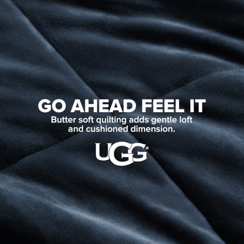 UGG Nita Throw Blanket, Reversible Plush Fleece, 50" x 70", Navy Blue - image 5
