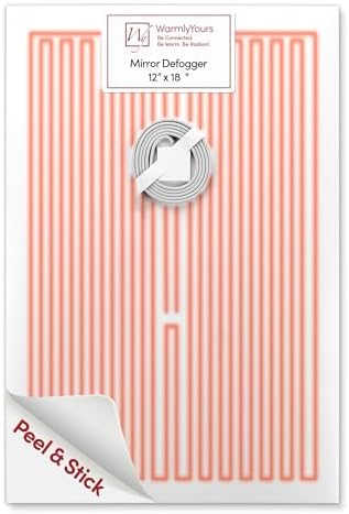 WarmlyYours Heated Mirror Defogger Rectangular 12x18 in. Self-Adhesive Anti Fog and Steam Electric Pad for Existing Bathroom Wall Mirrors