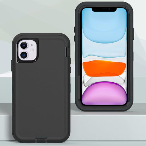 Image of Case for iPhone 11, Heavy-Duty Tough Rugged Shockproof Drop Protective Cover Phone Cases, Black