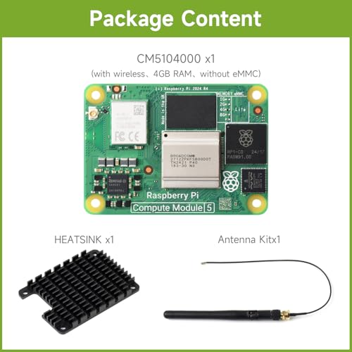 Image of Waveshare CM5104000 Package A(4GB RAM, 0GB EMMC Flash, with Wire-Less), RPi CM5 Compute Module 5, Delivers The Power of Raspberry Pi 5 in A Compact Form Factor