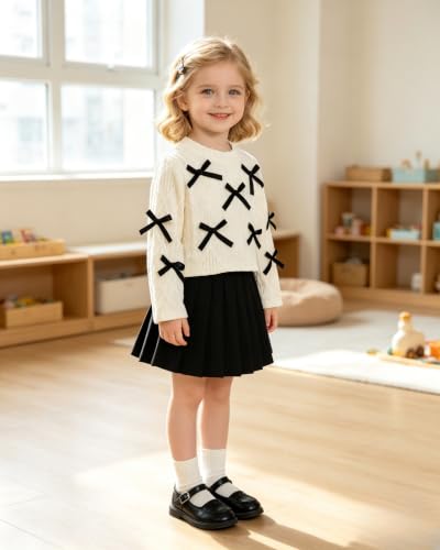 Image of Renotemy Toddler Girls Outfits Winter Little Girl Clothes Skirt Set 18M-6Y | Girls Christmas Fashion 2 Piece Outfit,Fall Knit Sweater and Skirt Set,Holiday Thanksgiving Dress Back to School Essentials