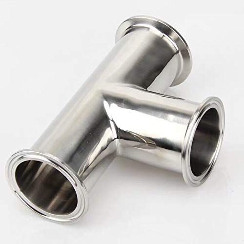 piezas 19 mm-108 mm O/D 304 férula sanitaria de acero inoxidable Conector en T de 3 vías Instalación de tuberías 1.5quot; -4quot; -51 mm x férula 64
