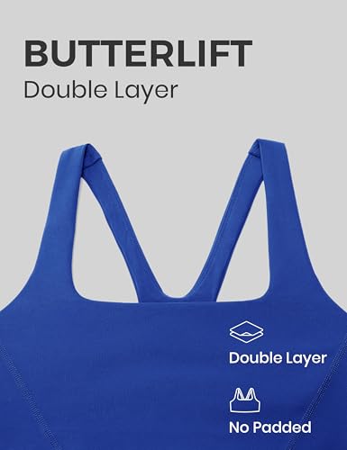 Image of CRZ YOGA Butterlift Square Neck Sports Bras | Double Lined, Light Support, Non Padded, Yoga, Buttery Soft, V-Shaped Racerback, for Women