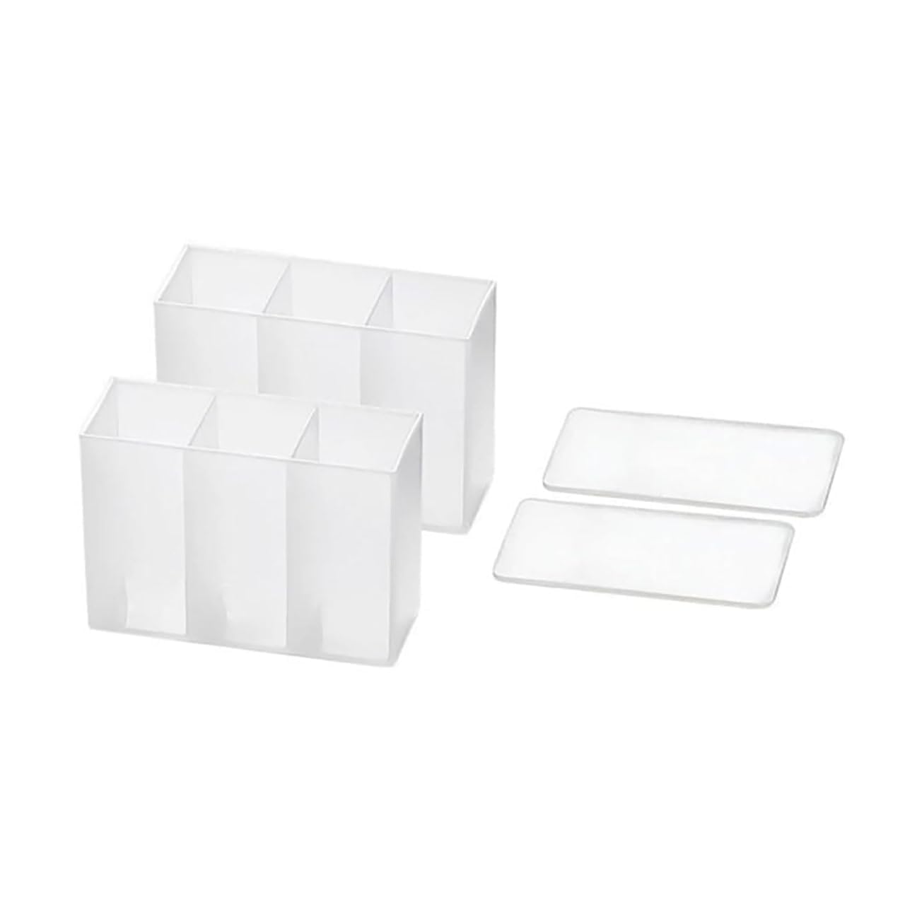 Wall Mounted Storage Box 2 Pc Set Transparent 3 Grid Organizer for Makeup Toothbrush Jewellery Lipstick Nail Paint Self Adhesive Bathroom Kitchen Multipurpose Cosmetic Holder Space Saving Plastic-image-29