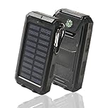 Power-Bank-Solar-Charger - 8000mAh Portable Charger,Solar Power Bank, Dual USB Port Built-in Led Flashlight and Compass for Cell Phone and Electronic Devices, Perfect for Camping Travel. (black)