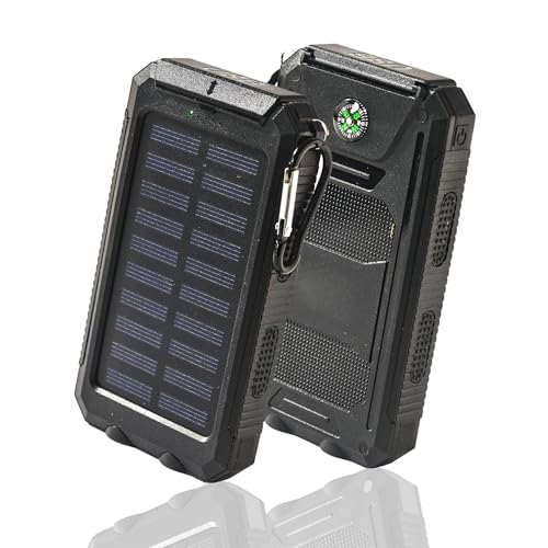 Solar Charger 8000mAh Power Bank, Dual USB, Black