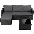 Shintenchi 4 Pieces Patio Furniture Set, Outddor Sectional Sofa & Chaise Lounge, All-Weather Wicker Rattan Sofa Couch with Cushions & Coffee Table for Yard, Garden, Porch, Poolside (Gray)