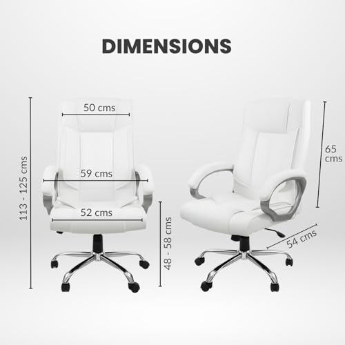 Image of activa Ergonomic Office Chair | Premium Leatherette Boss Chair with Padded Seat & Backrest | Adjustable Height Seat for Work /Study /Gaming (Kylie, White)