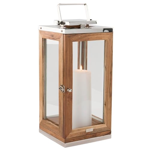 Fink große Laterne 43 cm aus Akazienholz Windlicht für LED-Kerzen &...