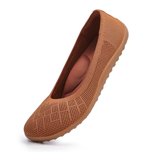 Image of KBZone Women's Flat Shoes Round Toe Knit Ballet Flat Comfort Dressy Flat Walking Shoes