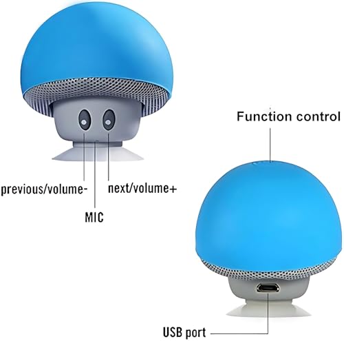Hipipooo Mini Altoparlante Portatile Wireless Bluetooth E Supporto Per Telefono Cellulare Con Ventosa Compatibile Con Telefono Cellulare, Laptop, Pc (Blu) - 4