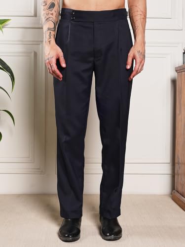 Image of Gurkha Pants for Men | Trouser for Men | Formal Pant | Double Button | Loose Fit Trouser High Waist Pleated Casual Trousers | Vintage Straight Leg Pants for Office Smart Casual Travel Party