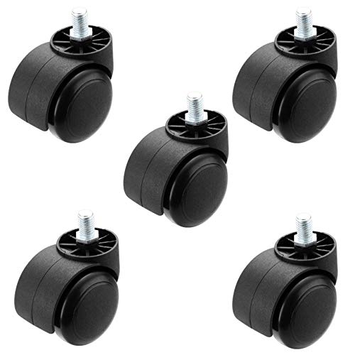pingping1991 5 pcs roulettes pour Meubles,Roues Pivotantes 360°,2 Pouces roulettes en Caoutchouc,Vis Boulon 10x15 mm,roulettes pour Chaise de Bureau,Silencieuses(Black) Cover
