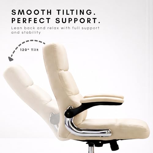 Image of LAKDI Furniture Co Ergonomic High Back Velvet Fabric Office Chair with Adjustable Height & Armrests, Soft Cushion Executive Desk Chair for Home & Office (Beige) | 5 Years Warranty & Free Assembly