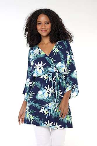Image of Family Matching Hawaiian Clothes, Orchid Breeze Navy | Lightweight 100% rayon • Family matching outfits • Beach vacations • Luaus • Cruises • Family photos