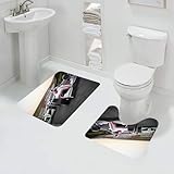 QRFASFZO Tappetino da bagno antiscivolo 2 pezzi,extra morbido,assorbente,tappeto bagno,doccia,tappetini bagno per WC,Primo piano di un