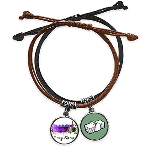 Pulsera de cuerda de Hong Kong con cierre ajustable de cuero duradero