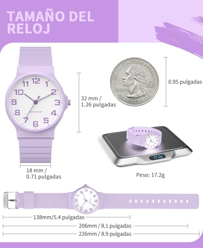 Reloj analógico para niños resistente al agua con correa suave para aprender la hora 4