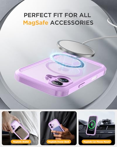 Image of Miracase for iPhone 17 Case with Privacy Screen Protector, Taro Purple | Compatible with MagSafe, 360 Full Body Protection, Full Camera Protection, Military-Grade Shockproof Phone Case 6.3 inch