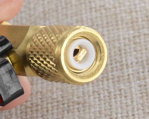 Válvula de cierre rápido recta de 1/4 pulgada SAE, color rojo, para recarga de refrigerantes HVAC R134A, R22, R12 y R410A miniatura 5