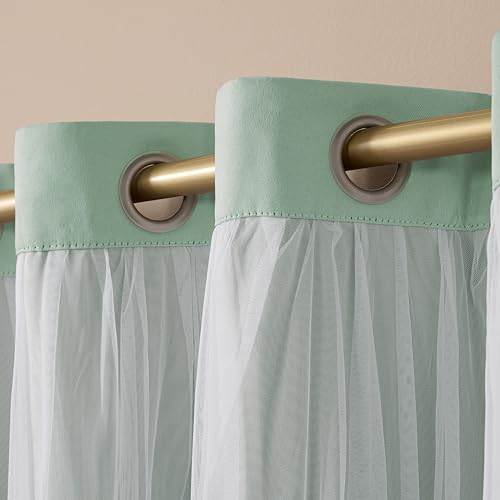 Image of TOWN & COUNTRY LUXE Talia Layer Indoor Curtains, Sheer and Room Darkening Blackout, Grommet Top, Energy Efficient Set, 52 inchx84 inch, Aqua (Pack of 12)