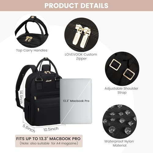 Image of LOVEVOOK Mini Backpack for Women Stylish Waterproof Backpack Purse with USB Port, Cute Bookbag for College School Travel