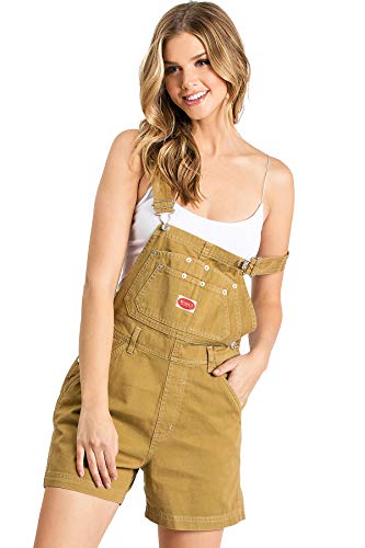 Revolt Women's Juniors Classic Twill Short Overalls (S, Mustard)