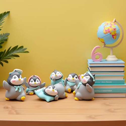 Image of Cute Penguin Spa Figurines Set of 6, Kawaii Penguin Bathroom Decor, Relaxing Wellness Penguin Statues, Mini Animal Desk Decor for Home, Spa, Shelf and Gift Display