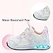 Floranate Toddler Light Up Shoes for Girls Fashion Funny LED Flashing Mesh Breathable Adorable Running Toddler Sneakers Non-Slip Perfect for Back to School (White Size 10)