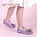 Hehainom Girls Dress Shoes Toddler Little Kid Rainestone Bow Flower Girl Shoes School Wedding Party Flats (Purple Sequin, 8 Tollder)