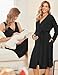 Ekouaer Maternity Robe for Hospital Labor and Delivery Gown Nursing Nightgowns Breastfeeding Gown and Robe Set Tank Nursing Dress Black M
