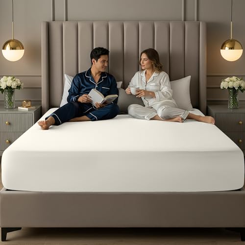 Image of Utopia Bedding Extra Deep Pocket Queen Fitted Sheet, Fits up to 21 Inch Mattress - Hotel Luxury, Soft, Breathable and Comfy - Shrinkage and Fade Resistant - Easy Care (Ivory)
