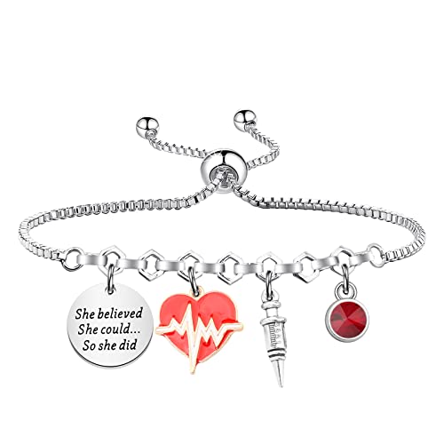 PLITI Phlebotomist Bracelet - Phlebotomy Technician Graduation Gift: 'She Believed She Could So She Did'