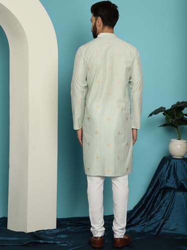 Image of SOJANYA (Since 1958 Men's Jacqard Silk Kurta & White Pyjama Set
