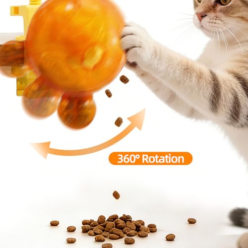 Distributeur de nourriture rotatif pour chat avec pince de taille réglable