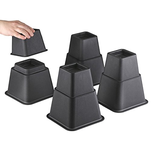 テーブル・ベッドの高さ調節が簡単にできる ベッドの高さをあげる足 8個セット 高さを上げる 高さ調節脚 こたつ 継足し 継ぎ足 テーブル脚台 高さ調整 暖房器具 角型 (耐荷重600kg) ブラック