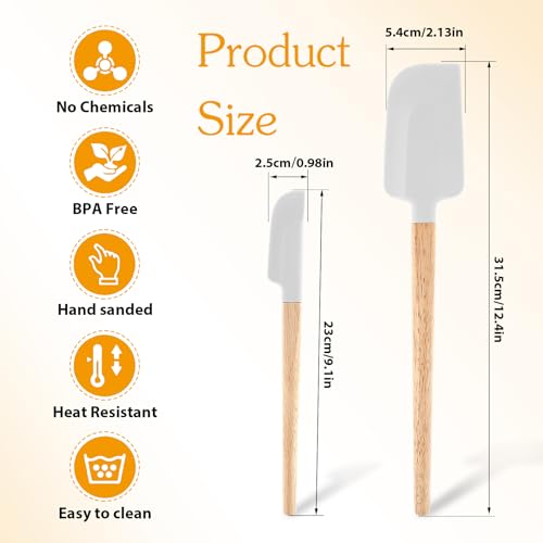 Ymapinc 576722_1_BYWMXKCK 2Pcs Silicone Spatula Wooden Handles,Ymapinc Wooden Rubber Spatula,Food-Grade Silicone & Safe & Secure,Kitchen Spatulas,Silicone Baking Spatula For Jars Blenders Stirring Mixing Cooking thumb #1
