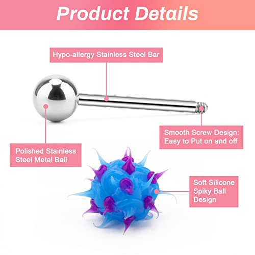 CrazyPiercing 10pcs Surgical Steel Spiky Acrylic Fire Tongue Nipple Ear Rings Bar Barbell Stud Piercing3