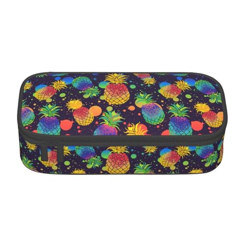 Image of Tropical Colorful Pineapple Pencil Case Big Capacity Storage Pencil Pouch Stationery Bags With Zipper Portable Pen Holder Box Organizer For Boys Student College School Office Supplies