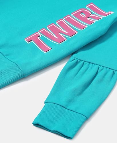 Image of Jockey AG13 Girl's Super Combed Cotton French Terry Graphic Printed Sweatshirt with Ribbed Cuff