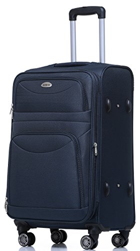 Preisvergleich Produktbild BEIBYE 8009 TSA Schloß Stoff Trolley Reisekoffer Koffer Kofferset Gepäckset (Blau, L)