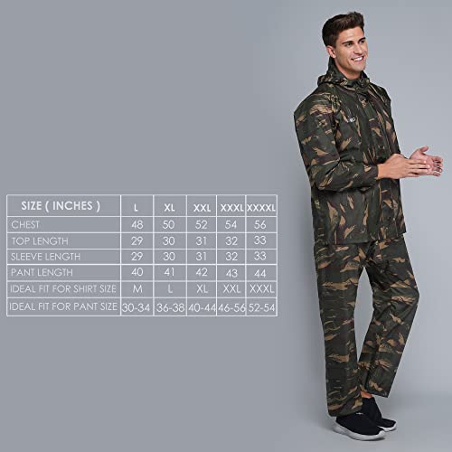 Image of THE CLOWNFISH Polyester Standard Length Raincoats For Men Waterproof Reversible For Bike Double Layer With Hood Rain Coat For Men. Set Of Top And Bottom.