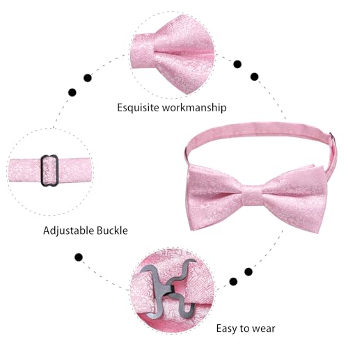 Image of Dubulle Mens Paisley Striped Bowtie Set Pre-tied Bowtie for Men and Pocket Square Set Wedding Business