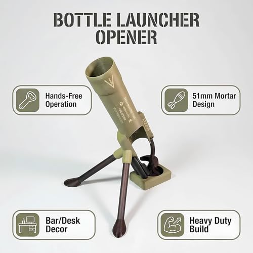 Bierflaschenöffner im Mörser-Design,Mörser-Bieröffner 51mm,Bierflaschen-Mörser-Flaschenöffner,Lustiger Biermörser freihändiger Flaschenöffner,Geeignet für 330 ml,für Hausbar,Party