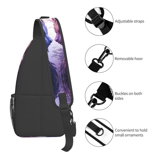 Cross Chest Bag Diagonally - Quality, Durable, and Spacious Shoulder Bag for Men and Women purple and wirte dragons Prints4
