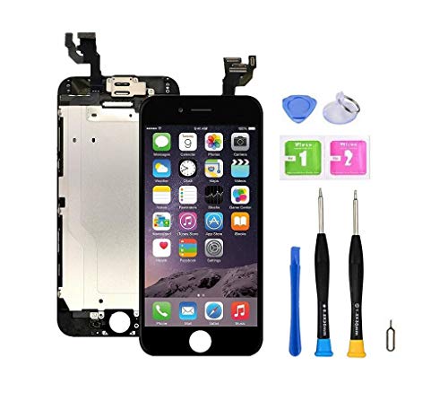Screen Replacement Compatible with iPhone 6 4.7” Full Assembly -Touch Display Digitizer with Sensors and Front Camera, Compatible with iPhone 6 4.7inch (Black)