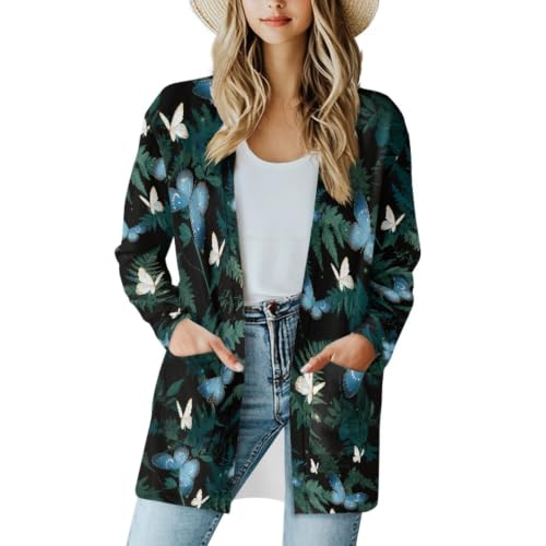 Image of Cardigan Sweaters for Women Long Sleeve Cardigan Soft Drape Open Front Fall Dusters V-Neck Jackets Dressy Loose Coat
