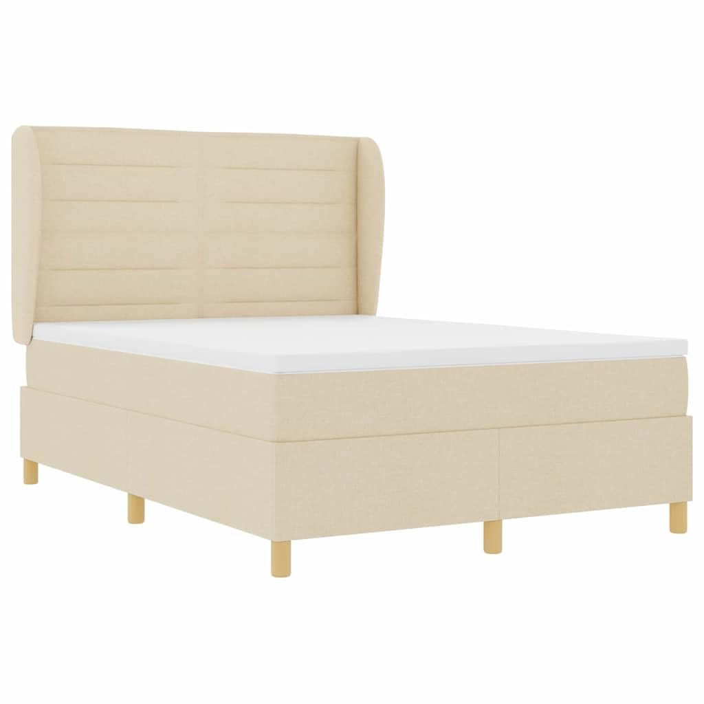Lit à Ressorts avec Matelas Crème 200 x 160 cm Tissu,Meubles,Lits & Accessoires,Lits & Cadres de lit,82.29 kg-3340702
