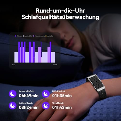 Fitness Tracker Ohne Display Damen Herren, Smart Band Smartwatch mit 24/7 Schlaf Herzfrequenz SpO2 Stress Überwachung, 35 Tage Akku, 170+ Sportmodi, IP68 Wasserdicht, Kein ABO (iOS/Android) – Bild 4