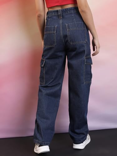 Image of Tokyo Talkies Women Cargo Jeans | Straight fit